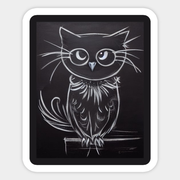 White Owl on Dark Background Sticker by fistikci